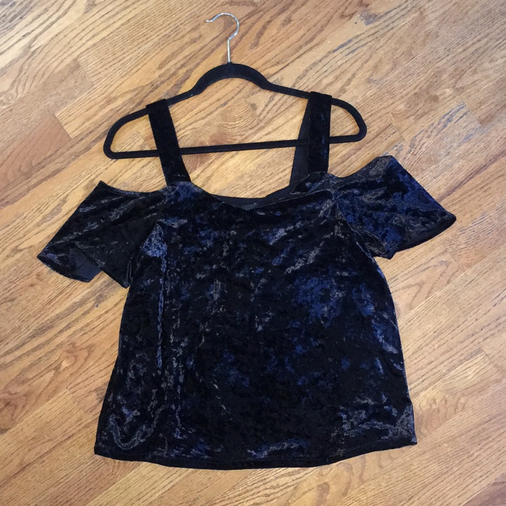 Black velvet cold shoulder top